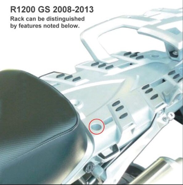 R1200GS 2008-13 RACK FIT for the Sargent EM-5 Backrest.
